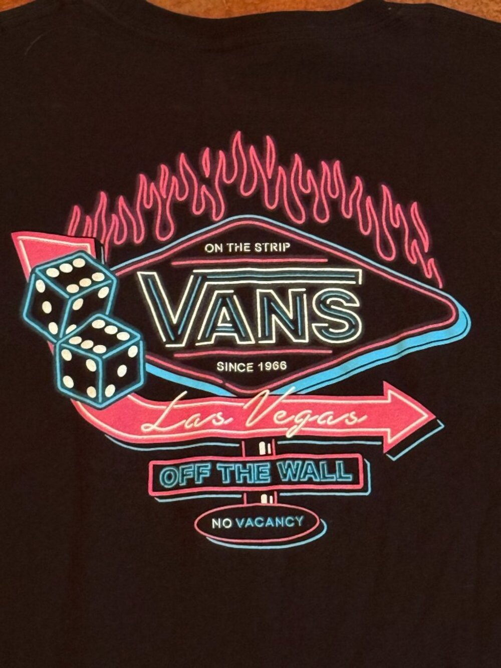 Vans Mens T Shirt Black Las Vegas Size L Large